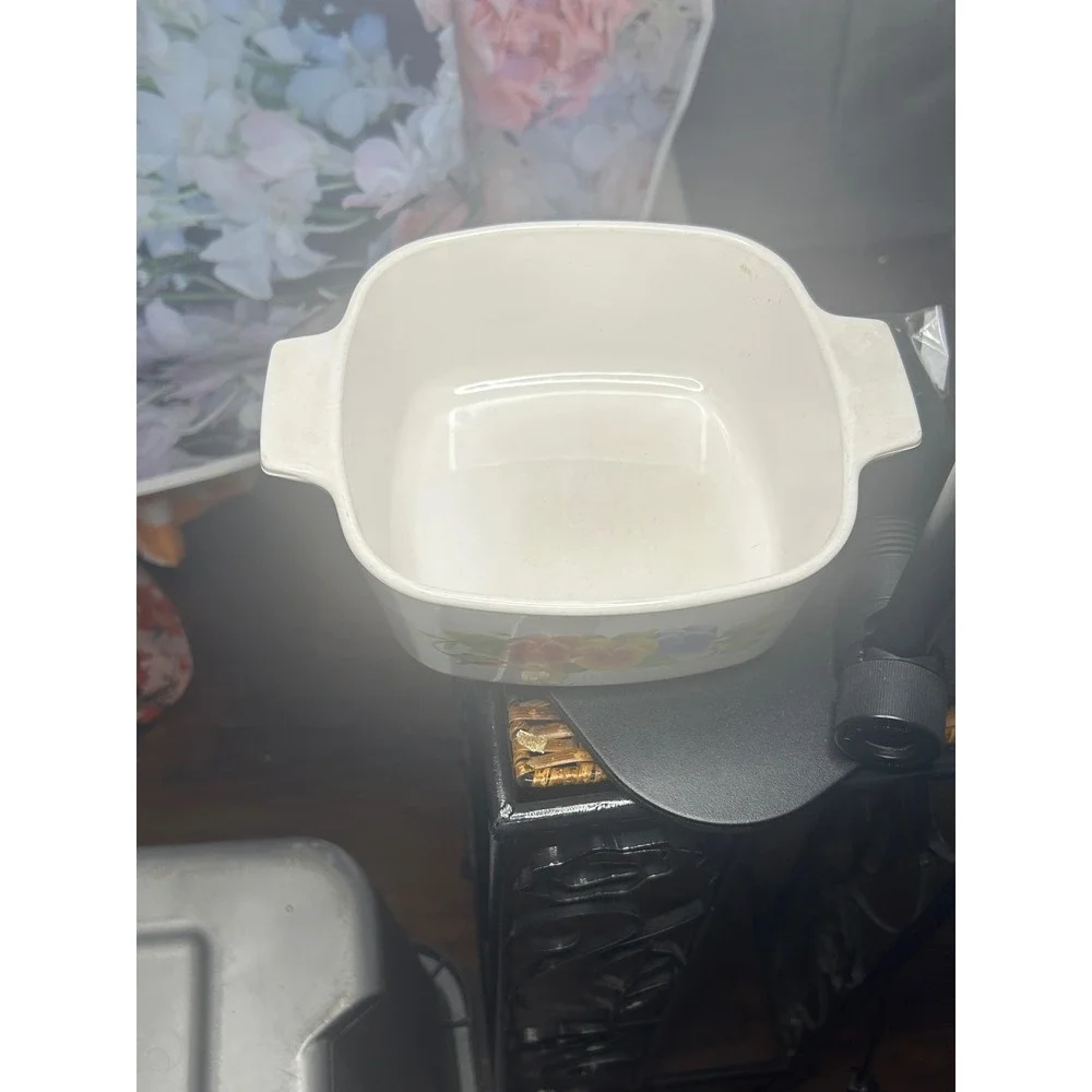 Vintage Corning Ware Summer Pansy Casserole Dish Square Baker Made in USA